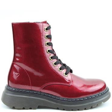 HEAVENLY FEET WOMENS ANKLE BOOT - RED PATENT